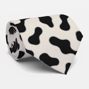 Cow Print Glitter Faux Silk Neck Tie   Cowboy