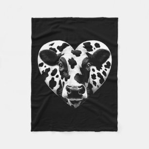 Cow Print Heart Cow Farmer Girl Fleece Blanket