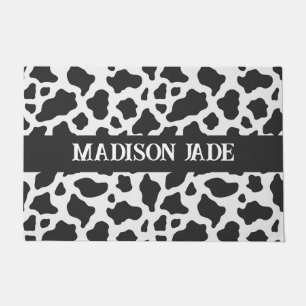 Cow Print Monogram Minimal Animal Print Doormat
