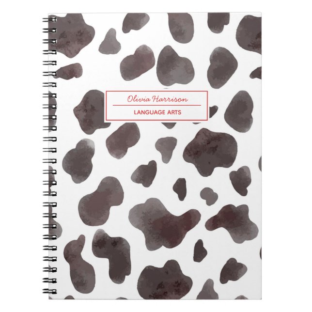 Cow Print Name and Subject Notebook (Front)