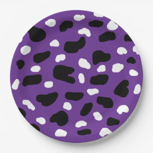 Cow Print On Purple,  Paper Plate