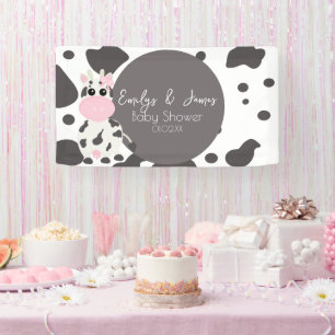 Cow Print Pattern Baby Shower  Banner