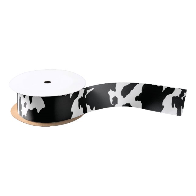 Cow Print Ribbon - Cowgirl Bow Ribbon Satin Ribbon (Spool)