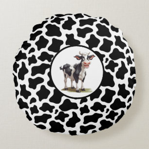 Cow Print Round Pillow
