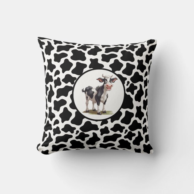 Cow Print Throw Pillow (Front)