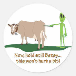 Cow Probe Classic Round Sticker