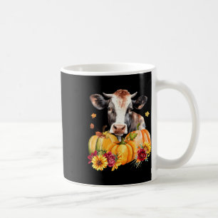 Cow Pumpkin Flower Auutmn Fall Farm Animal Thanksg Coffee Mug