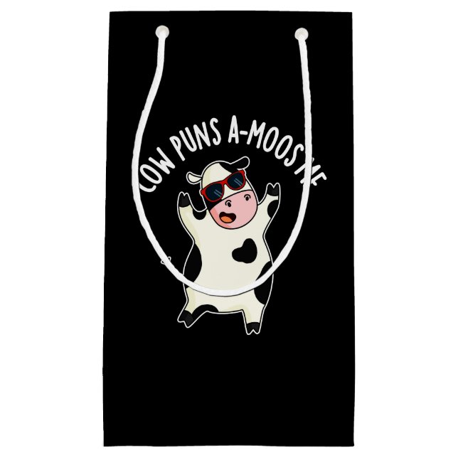 Cow Puns Amoos Me Funny Animal Pun  Dark BG Small Gift Bag (Front)