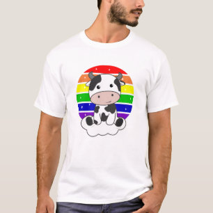 Cow Rainbow Glitter Kawaii Calf Cute Animals T-Shirt
