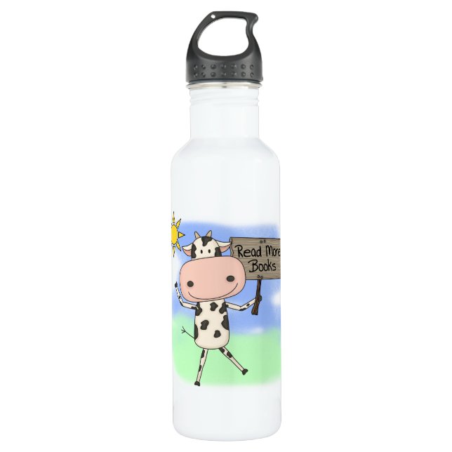Cow Read More Books 710 Ml Water Bottle (Front)