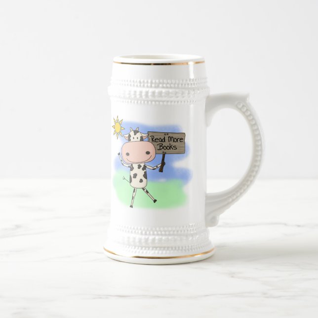 Cow Read More Books Beer Stein (Right)