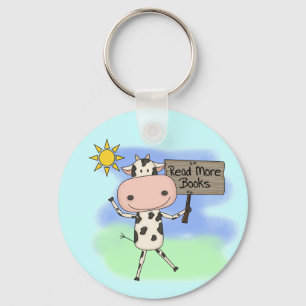 Cow Read More Books Keychain