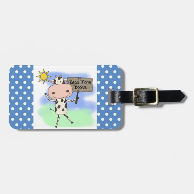 Cow Read More Books Luggage Tag (Front Horizontal)