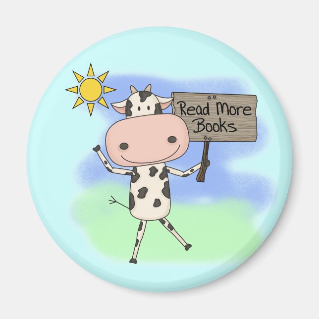 Cow Read More Books Magnet (Front)