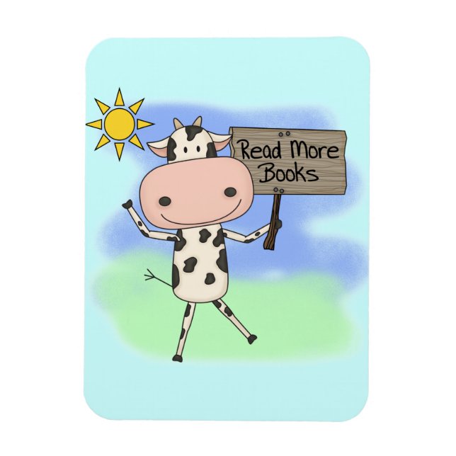 Cow Read More Books Magnet (Vertical)
