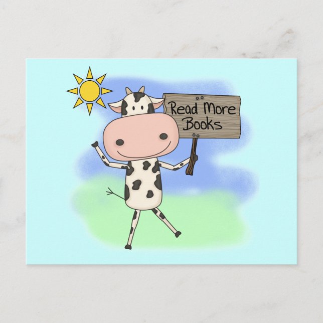 Cow Read More Books Postcard (Front)