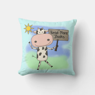 Cow Read More Books Throw Pillow