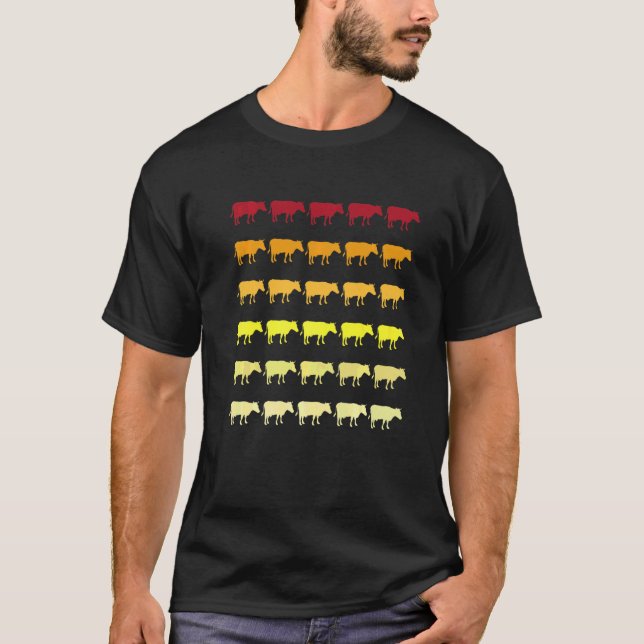 Cow Retro Animal Pattern T-Shirt (Front)