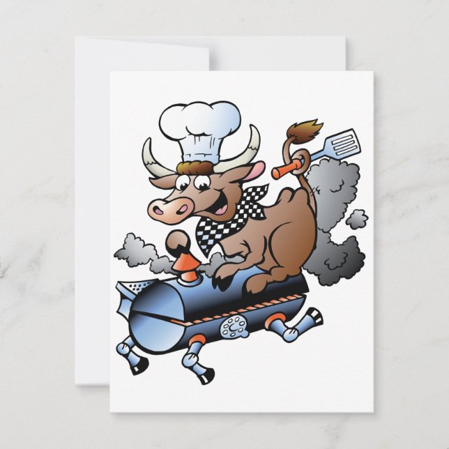 Cow Riding A BBQ Invitations (Front)