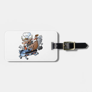 Cow Riding A BBQ Luggage Tags
