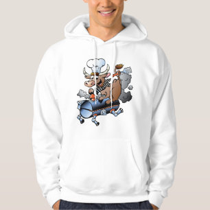 Cow Riding A BBQ Mens Hoodie