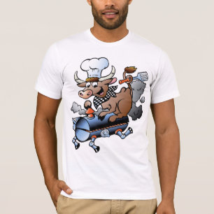 Cow Riding A BBQ Mens T-Shirt