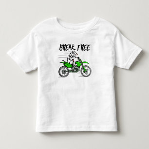 Cow riding a green motor cross bike toddler t-shirt