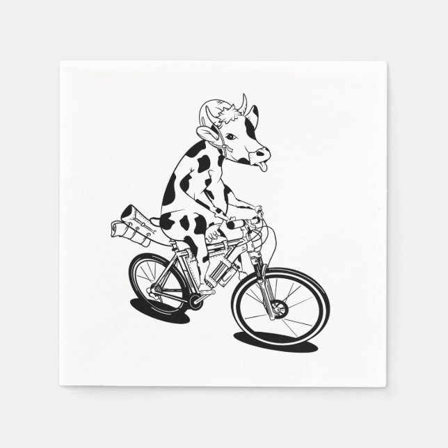 Cow riding a mountain bike napkin (Front)