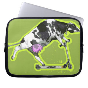 Cow Riding a Scooter Laptop Sleeve