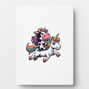 Cow Riding Unicorn Boys Girls Men Women Kids Teens Plaque
