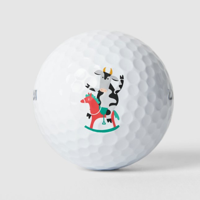 Cow Rocking Horse Golf Balls (Front)