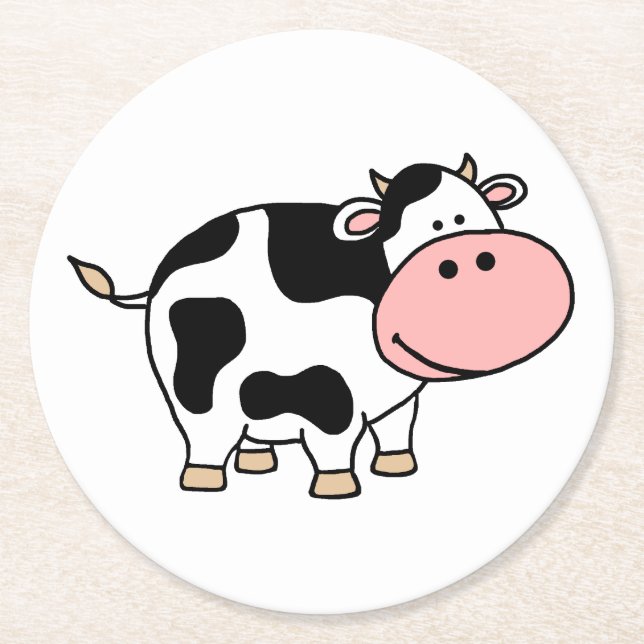 Cow Round Paper Coaster (Front)