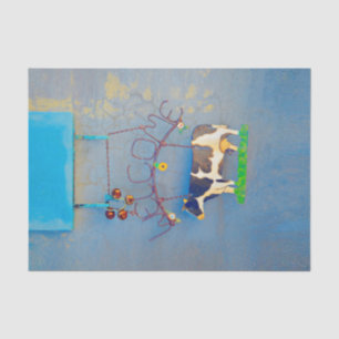 Cow Rustic Blue Country Western Farm Decoupage Tissue Paper