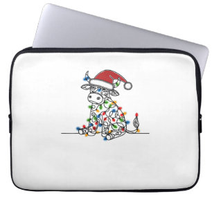 Cow Santa Christmas Lights Laptop Sleeve