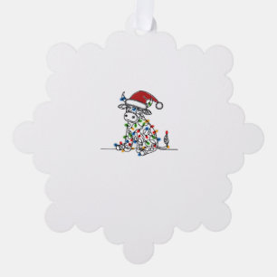 Cow Santa Christmas Lights Ornament Card