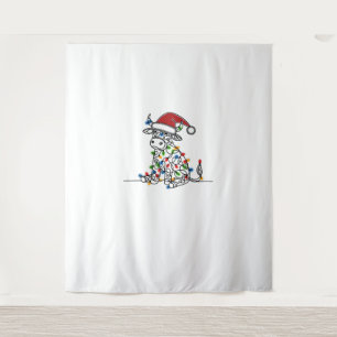 Cow Santa Christmas Lights  Tapestry