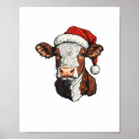 Cow Santa Hat Christmas Xmas 