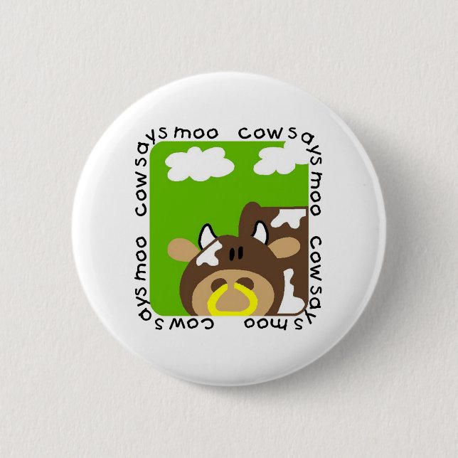 Cow Says Moo Tshirts and Gifts 2 Inch Round Button (Front)