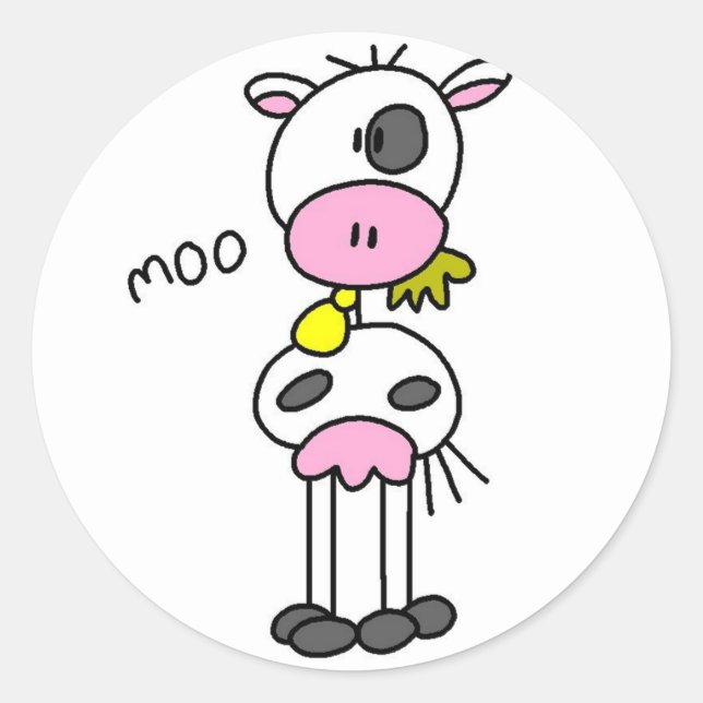 Cow Says Moo Tshirts and Gifts Classic Round Sticker (Front)