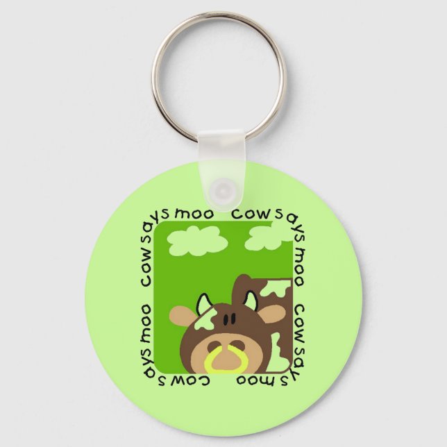 Cow Says Moo Tshirts and Gifts Keychain (Front)