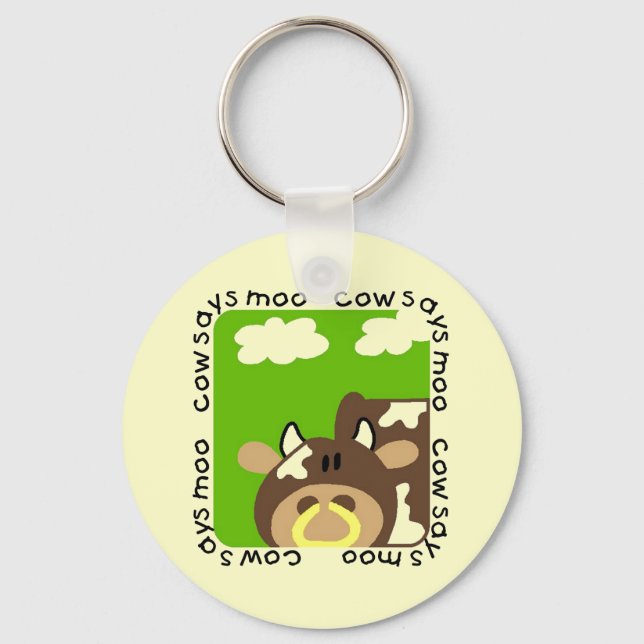 Cow Says Moo Tshirts and Gifts Keychain (Front)