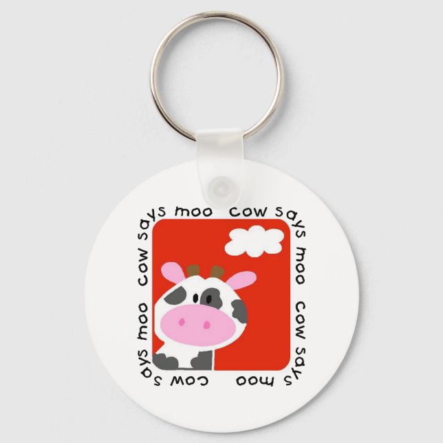Cow Says Moo Tshirts and Gifts Keychain (Front)