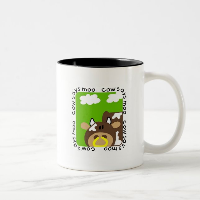 Cow Says Moo Tshirts and Gifts Two-Tone Coffee Mug (Right)