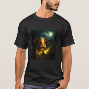 Cow Scary Horror Night Flashlight Halloween Ghost T-Shirt