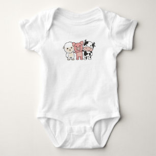Cow Sheep Pig Farm Sweet Animals Baby Bodysuit