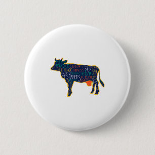 Cow Silhouette Tygraphy Phrases Heifer Fun Chris  2 Inch Round Button