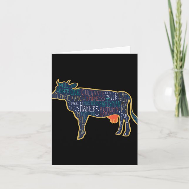 Cow Silhouette Tygraphy Phrases Heifer Fun Chris T Card (Front)