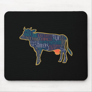 Cow Silhouette Tygraphy Phrases Heifer Fun Chris T Mouse Pad
