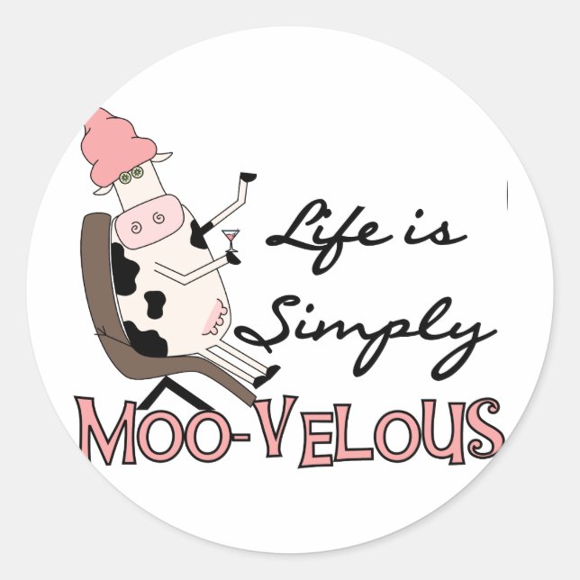 Cow Simply Moo-velous Tshirts and Gifts Classic Round Sticker (Front)