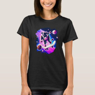 Cow Skateboarding in Outer Space Retro Vintage Ska T-Shirt